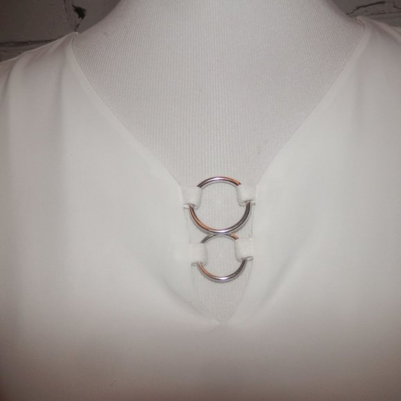 CHICO'S Top Blouse 0 Small White Layered Tank - Picture 2 of 5